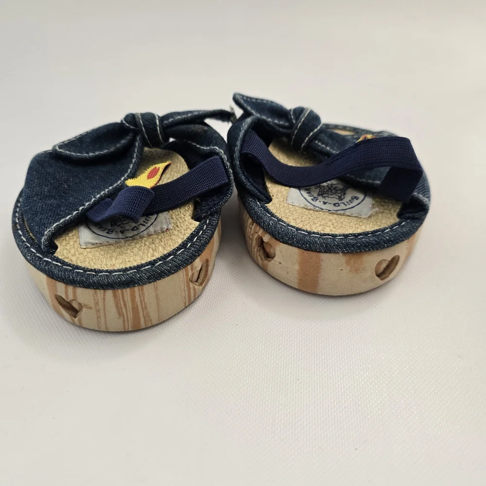 Build-A-Bear Workshop Rain Boots & Denim Bow Sandals Shoe Bundle